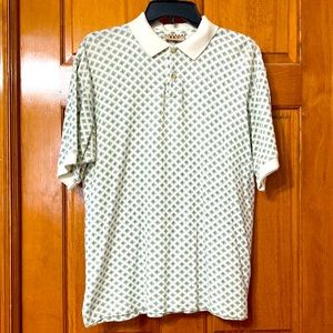Trader Bay Men’s short sleeve summer shirt in cream and green size Medium